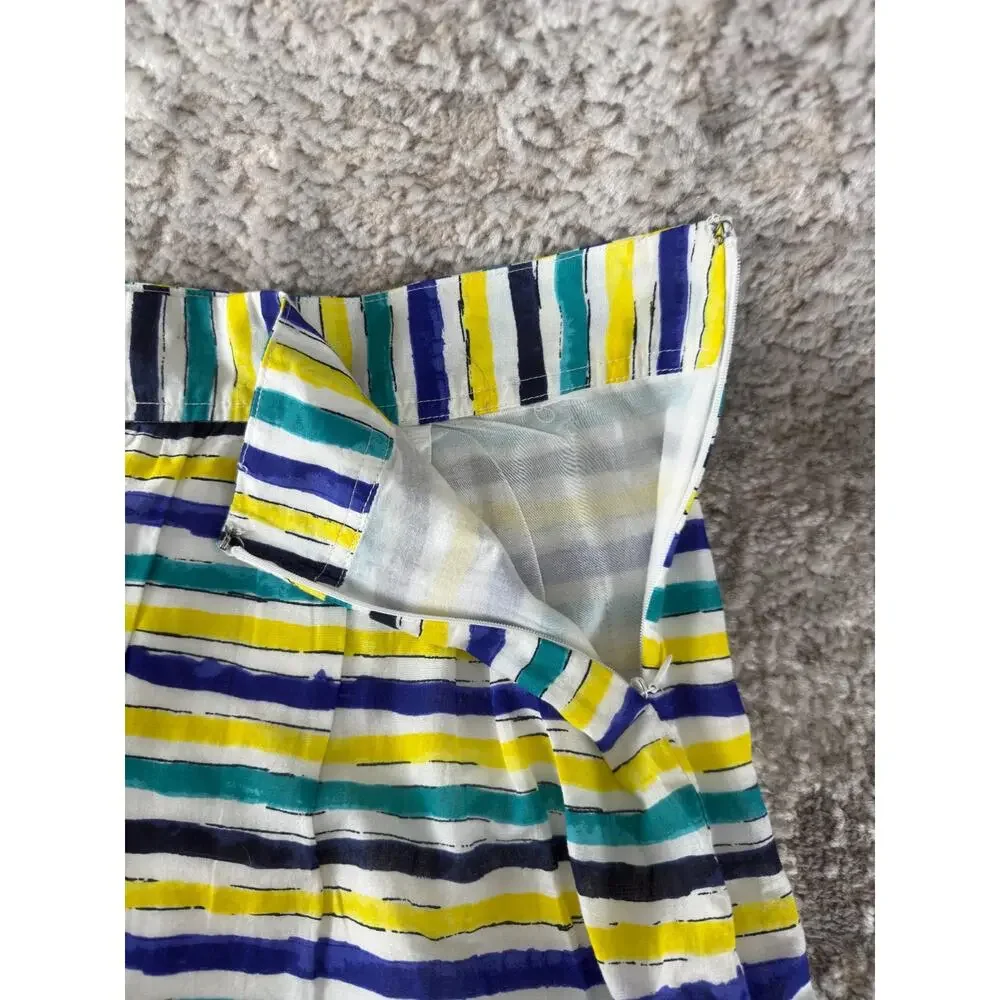 Ann Taylor LOFT‎ Size 8 Striped Casual A Line Mini Skirt Colorful Zip Lined